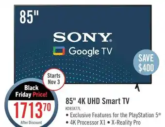 The Brick Sony 85 x77l 4k hdr led google tv offer