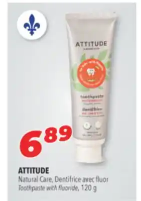 Familiprix Attitude natural care, dentifrice avec fluor toothpaste with fluoride, 120 g offer