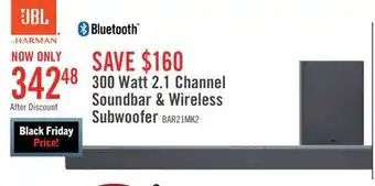 The Brick Jbl 2.1-channel deep bass soundbar with wireless subwoofer offer