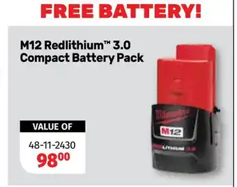Bumper to Bumper Milwaukee m12 redlithium 3.0 compact battery pack offer