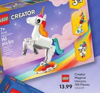 Staples Lego creator magical unicorn, 145 pieces offer