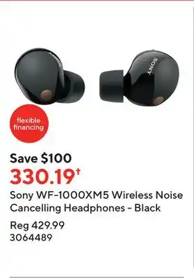 Staples Sony wf-1000xm5 wireless noise cancelling headphones - black offer