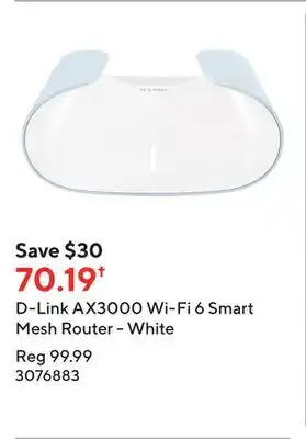 Staples D-link ax3000 wi-fi 6 smart mesh router - white offer