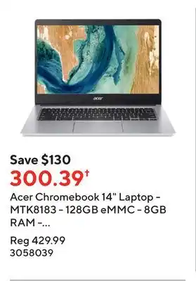 Staples Acer chromebook 14 laptop - mtk8183 - 128gb emmc - 8gb ram - chrome os - silver offer