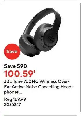Staples Jbl tune 760nc wireless over-ear active noise cancelling headphones - black offer
