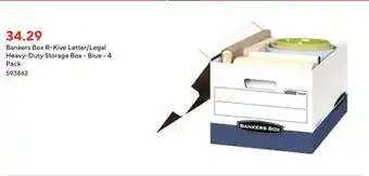 Staples Bankers box r-kive letter/legal heavy-duty storage box - blue - 4 pack offer