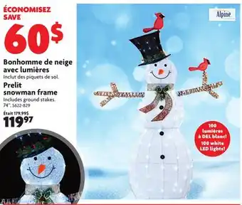 Home Hardware Prelit snowman frame offer