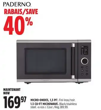 Canadian Tire Paderno 1.3 cu-ft microwave offer