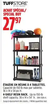 Canadian Tire Tuffstore 4-shelf resin rack offer