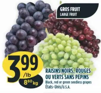 Marché Adonis Raisins noirs, rouges ou verts sans pépins offer