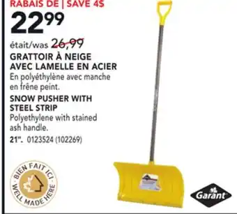 RONA Garant snow pusher with steel strip offer