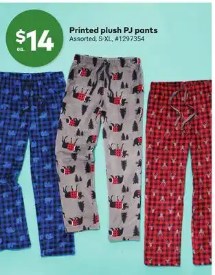 Giant Tiger Printed plush pj pants offer