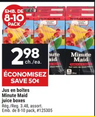 Giant Tiger Minute maid juice boxes offer