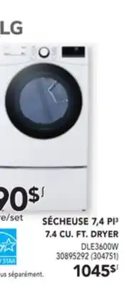 Réno Dépôt Lg 7.4 cu. ft. dryer offer