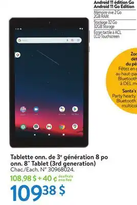 Walmart Onn. 8 tablet (3rd generation) offer