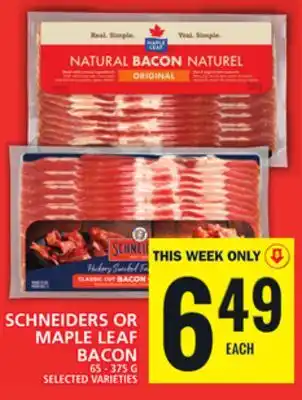 Food Basics Schneiders or maple leaf bacon offer