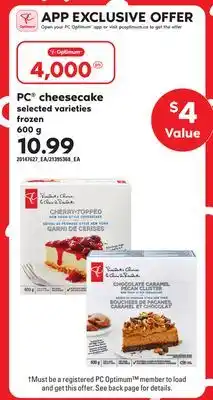 Loblaws Pc cheesecake, 600 g offer