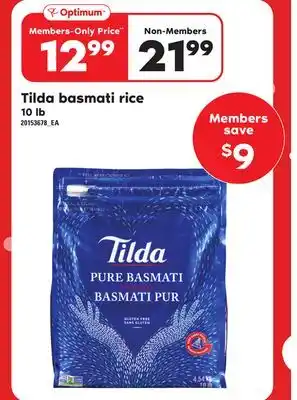 Loblaws Tilda basmati rice, 10 lb offer