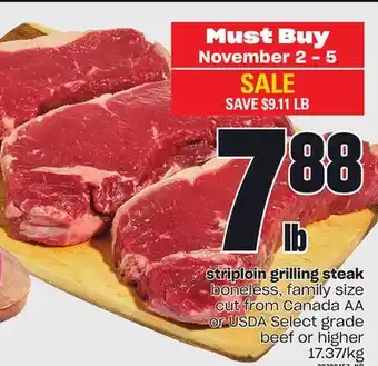 Loblaws Striploin grilling steak offer