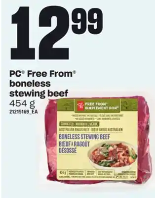 Loblaws Pc free from boneless stewing beef, 454 g offer