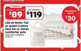 Loblaws Life at home full or queen 3 piece faux fur or velvet comforter sets offer
