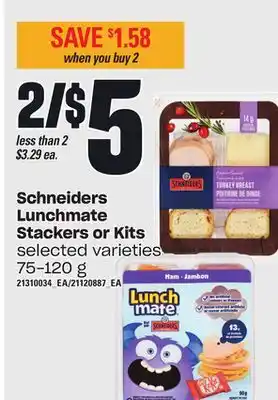 Loblaws Schneiders lunchmate stackers or kits, 75-120 g offer