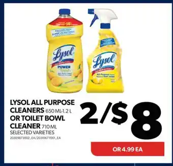 Real Canadian Superstore Lysol all purpose cleaners, 650 ml-1.2 l or toilet bowl cleaner, 710 ml offer