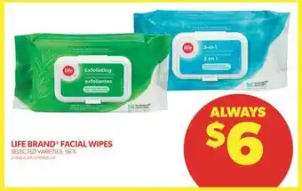 Real Canadian Superstore Life brand facial wipes, 56's offer