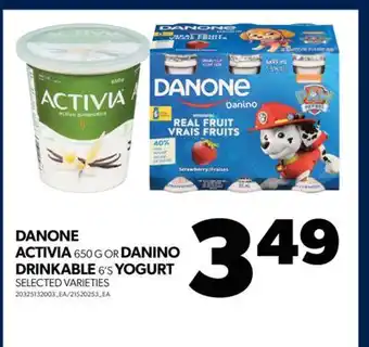Real Canadian Superstore Danone activia, 650 g or danino drinkable, 6's yogurt offer