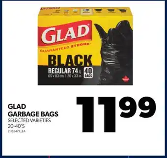 Real Canadian Superstore Glad garbage bags, 20-40's offer