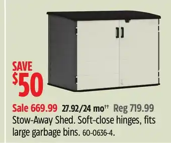 Canadian Tire Stow-away shed offer