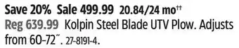 Canadian Tire Kolpin steel blade utv plow offer