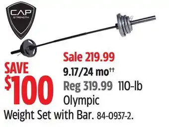 Canadian Tire Cap barbell 110-lb olympic weight set with bar offer
