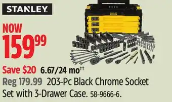 Canadian Tire Stanley 203-pc black chrome socket set with 3-drawer case offer