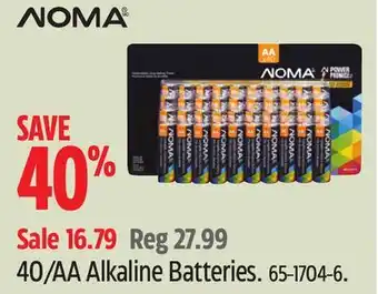 Canadian Tire Noma 40/aa alkaline batteries offer
