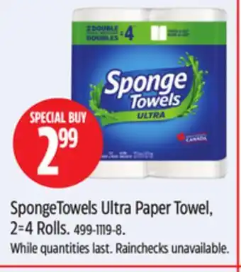 Canadian Tire Scotties spongetowels ultra paper towel, 2=4 rolls offer