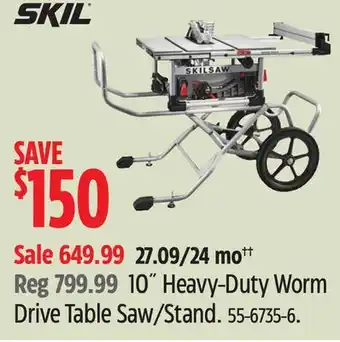 Canadian Tire Skil 10˝ heavy-duty worm drive table saw/stand offer