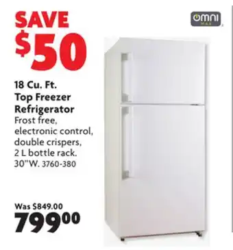 Home Hardware 18 cu. ft. top freezer refrigerator offer