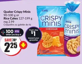 FreshCo Quaker crispy minis 90-100 g or rice cakes 127-199 g offer