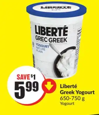 FreshCo Liberté greek yogourt 650-750 g offer
