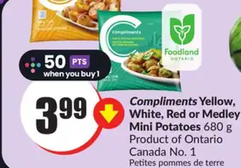 FreshCo Compliments yellow, white, red or medley mini potatoes 680 g product of ontario canada no. 1 offer