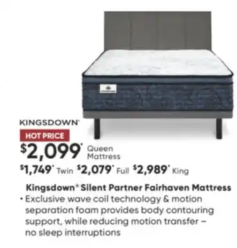 Sleep Country Kingsdown silent partner fairhaven mattress offer