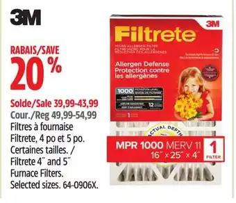 Canadian Tire 3m filtrete 4 and 5 furnace filters offer
