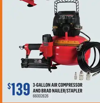Canac 3-gallon air compressor and brad nailer/stapler offer