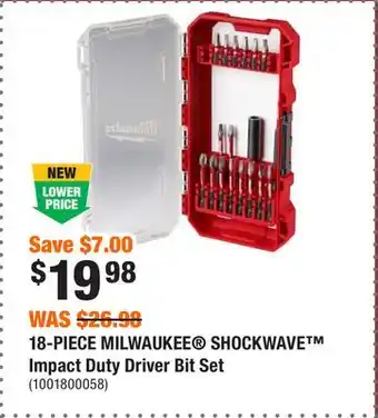 Home Depot 18-piece milwaukee shockwave impact duty driver bit set offer