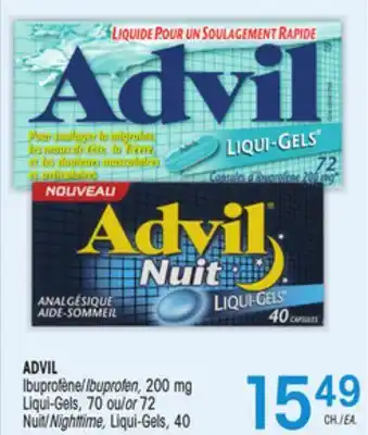 Uniprix Advil ibuprofène/ibuprofen, 200 mg, liqui-gels, nuit/nighttime, liqui-gels offer