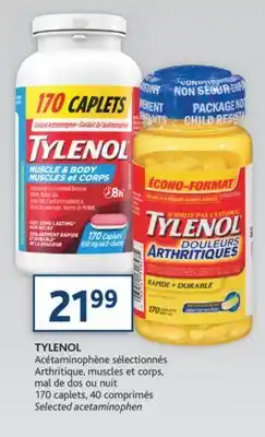 Brunet Tylenol acétaminophène sélectionnés arthritique, muscles et corps, mal de dos ou nuit offer