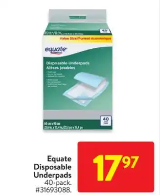 Walmart Equate disposable underpads offer