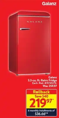 Walmart Galanz 3.3-cu. ft. retro fridge offer