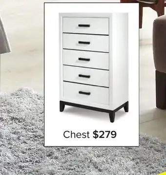 Leon's Frost 5 drawer chest - white, black offer